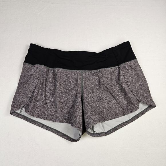 Lululemon Run Times Short II 4" Womens Size 10 Black Gray First Release W7AK9S - Picture 1 of 12